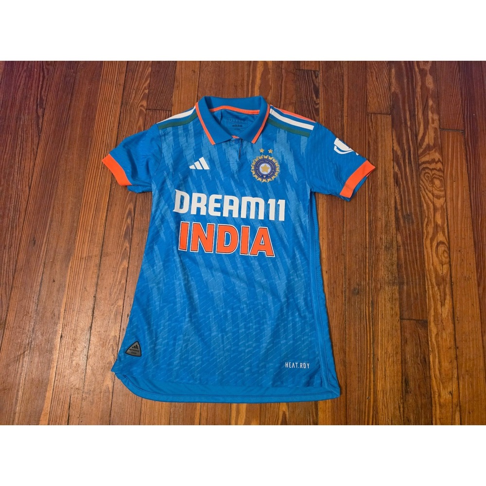 Adidas India Cricket Team Jersey Blue Orange HEAT.RDY Dream11 Authentic Men XS